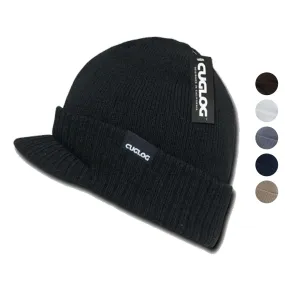 1 Dozen Cuglog Beanies Ribbed Knit Cuffed Lined Army Gi Visor Wholesale Bulk