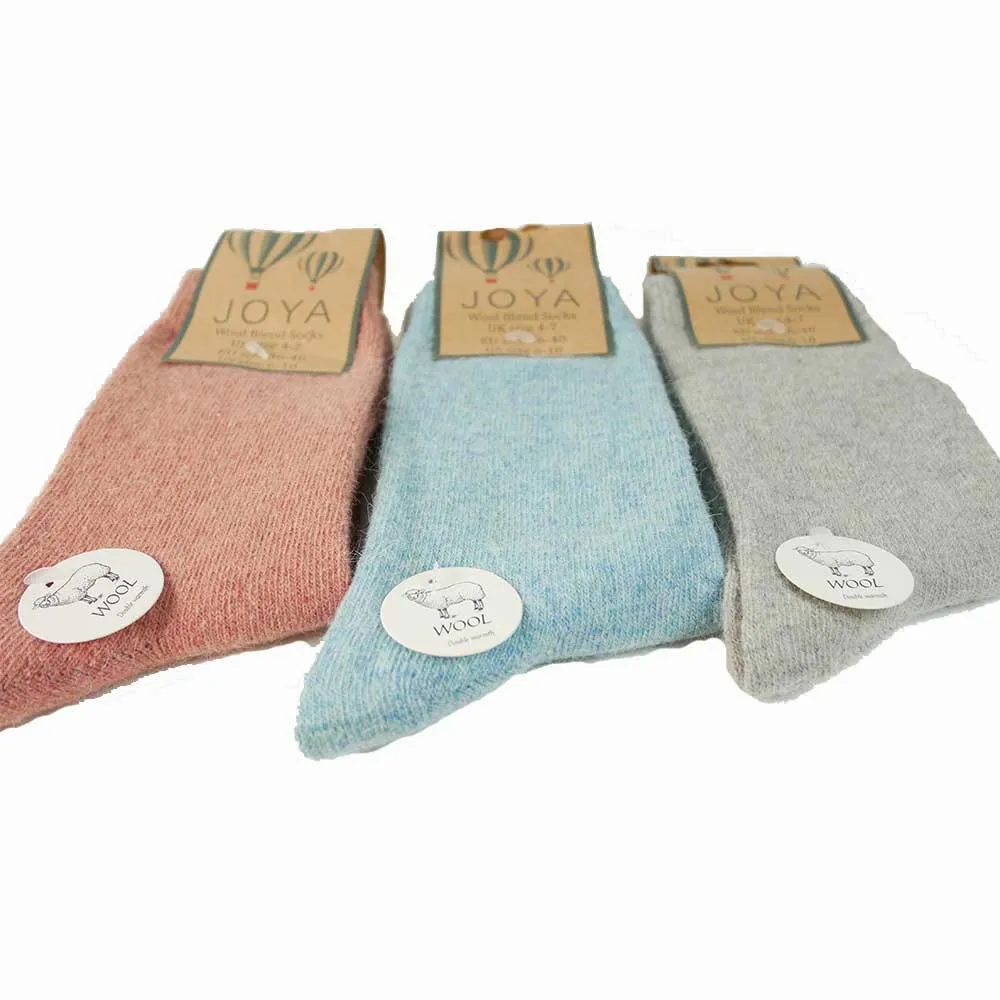 3 pairs of Ladies Plain wool blend socks