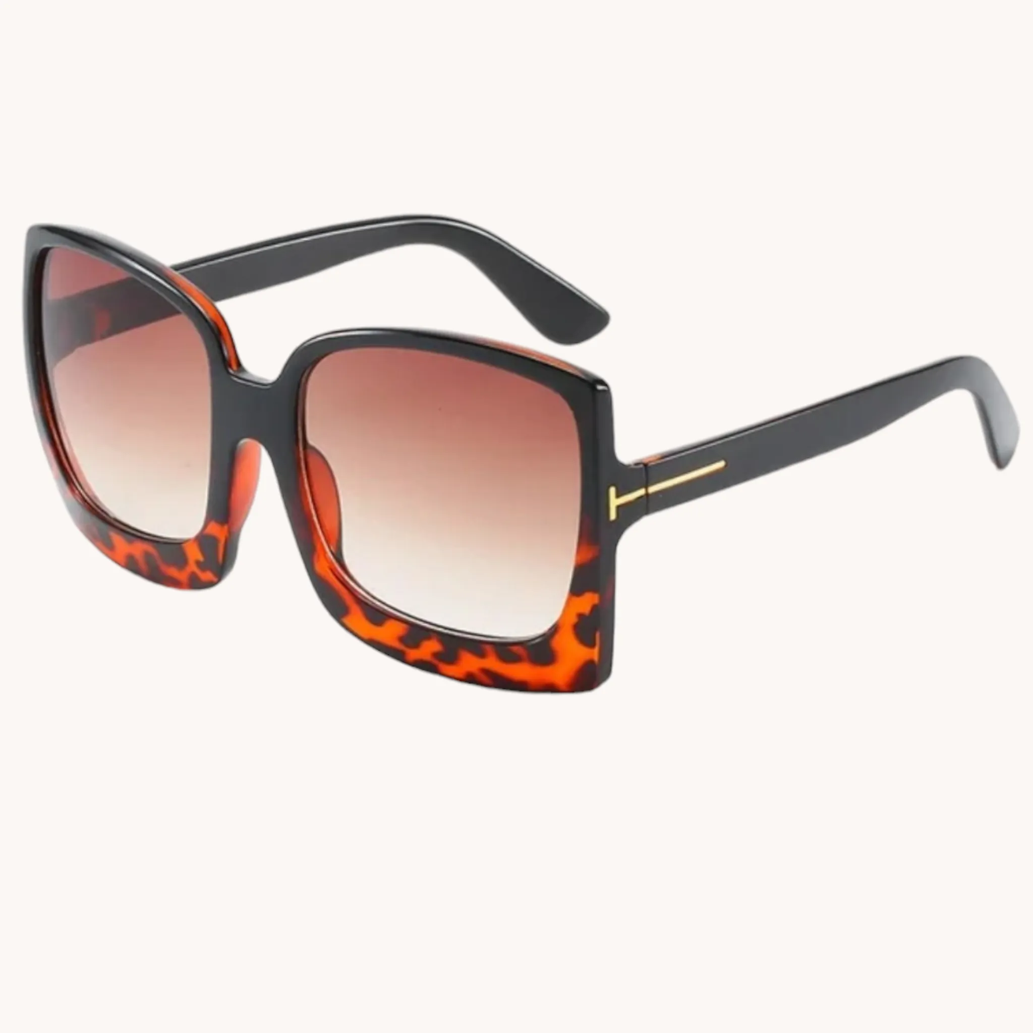 Black Tortoisehell Oversized Retro Sunglasses