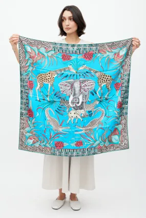 Blue & Multicolour La Marche du Zambezi 90 Scarf