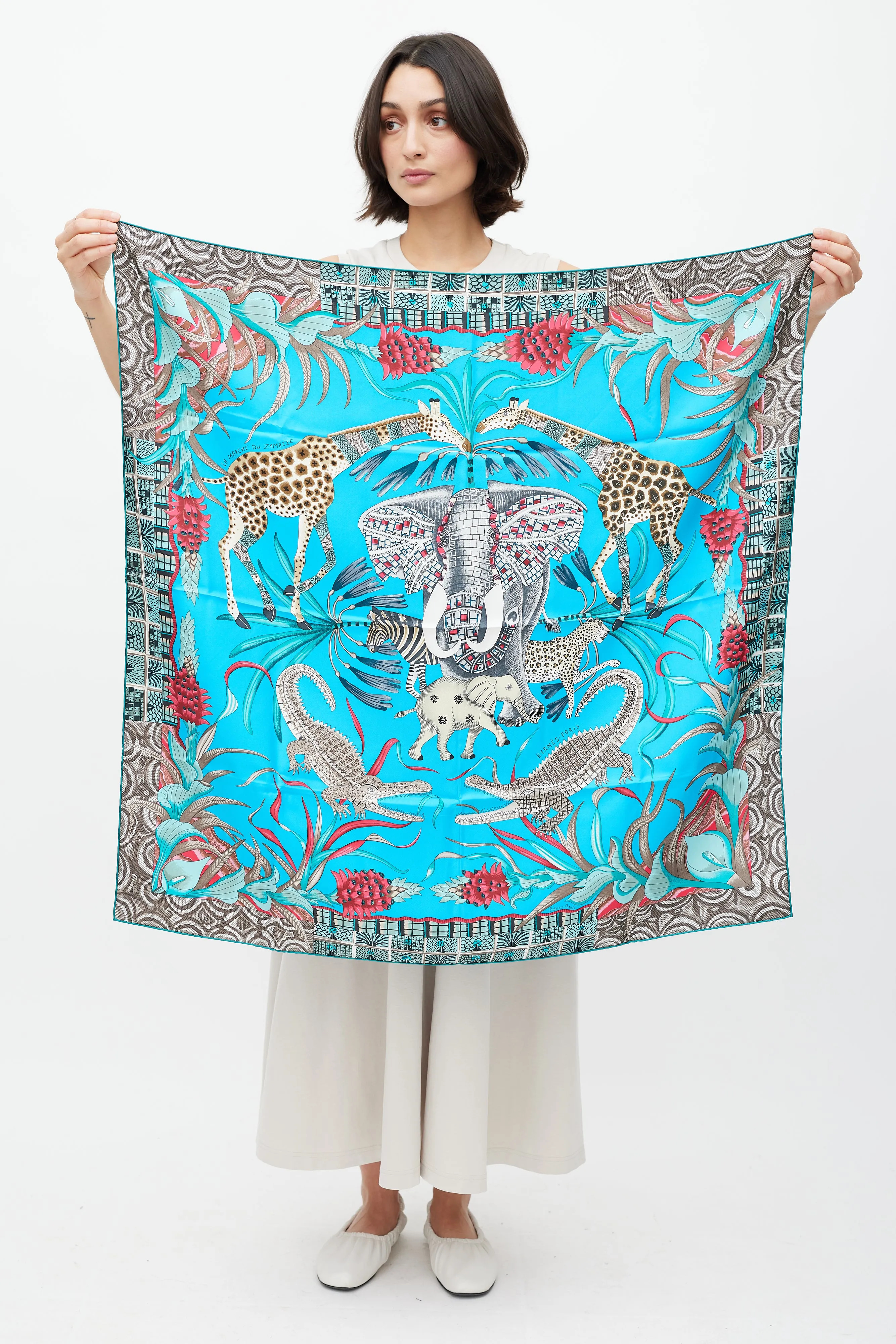 Blue & Multicolour La Marche du Zambezi 90 Scarf