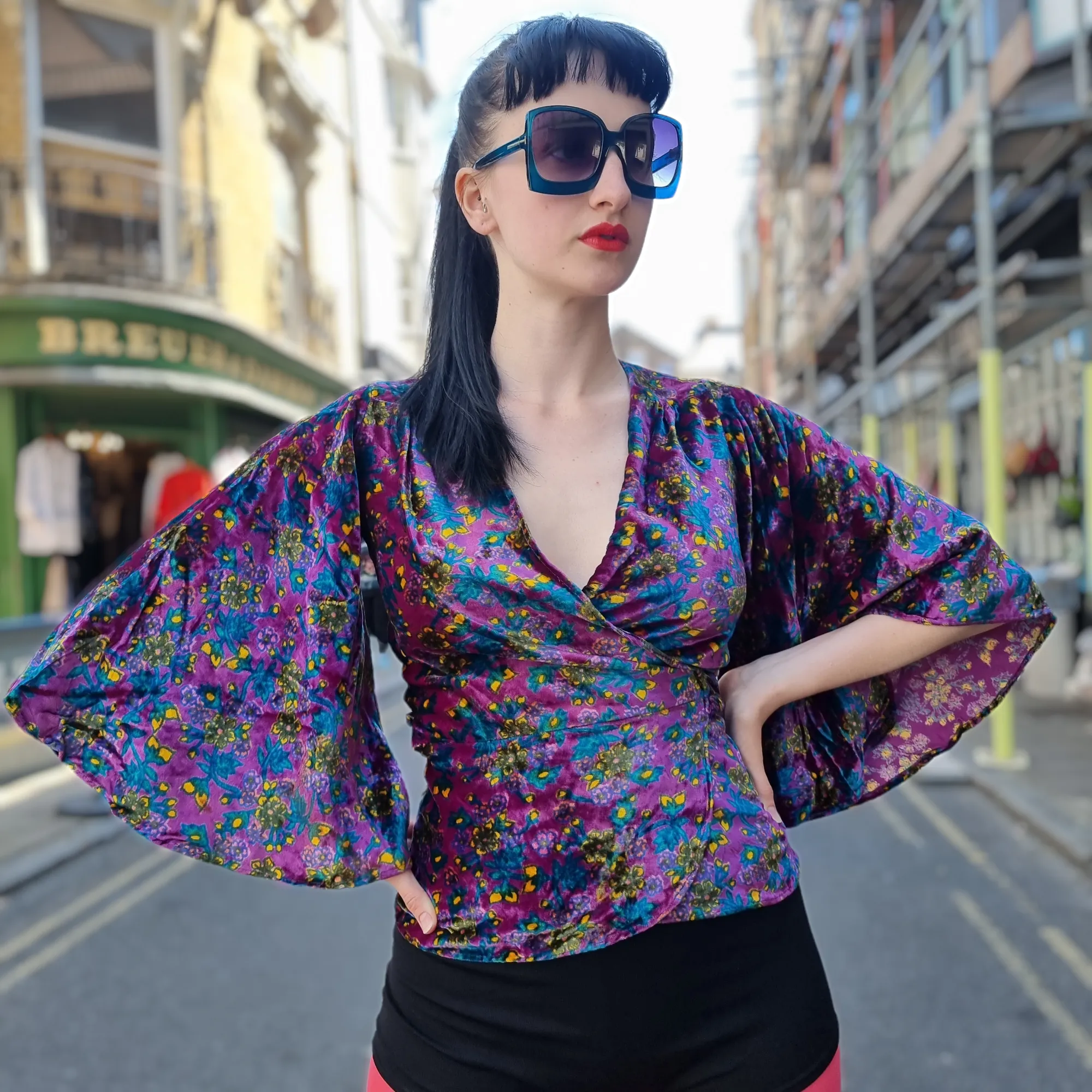 Blue Oversized Retro Sunglasses