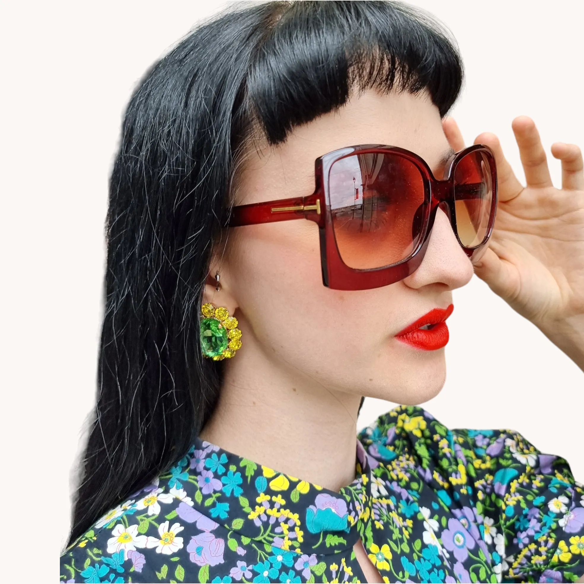 Brown Oversized Retro Sunglasses