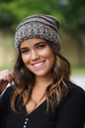 Brown Two Toned Slouchy Beanie