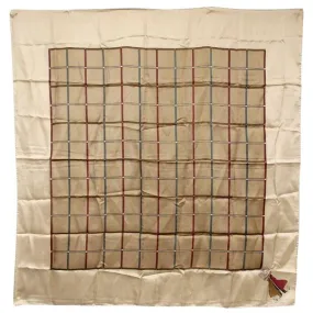 Burberry Beige Red Brown Blue Plaid Nova Check Print Silk Scarf