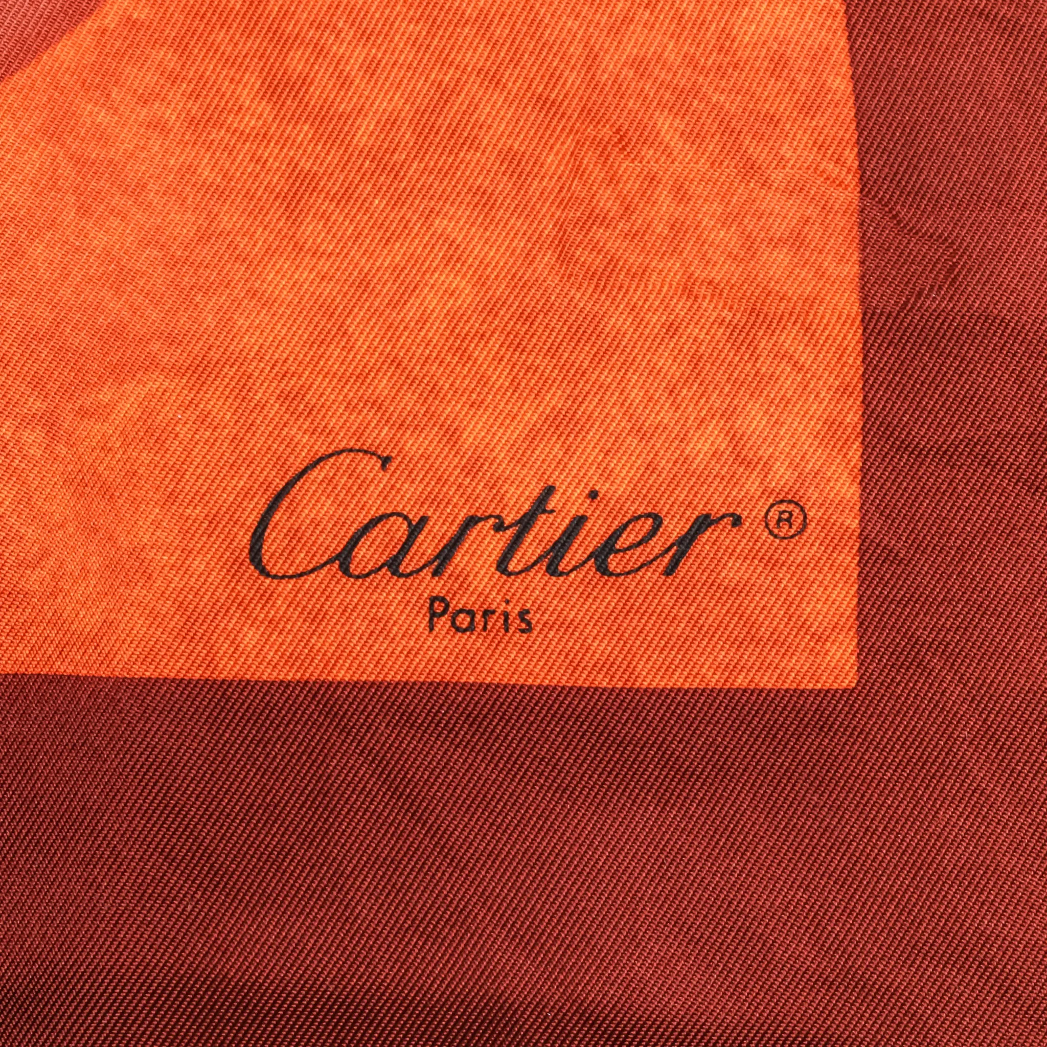 CARTIER Panthere Rings SIlk Scarf - Orange