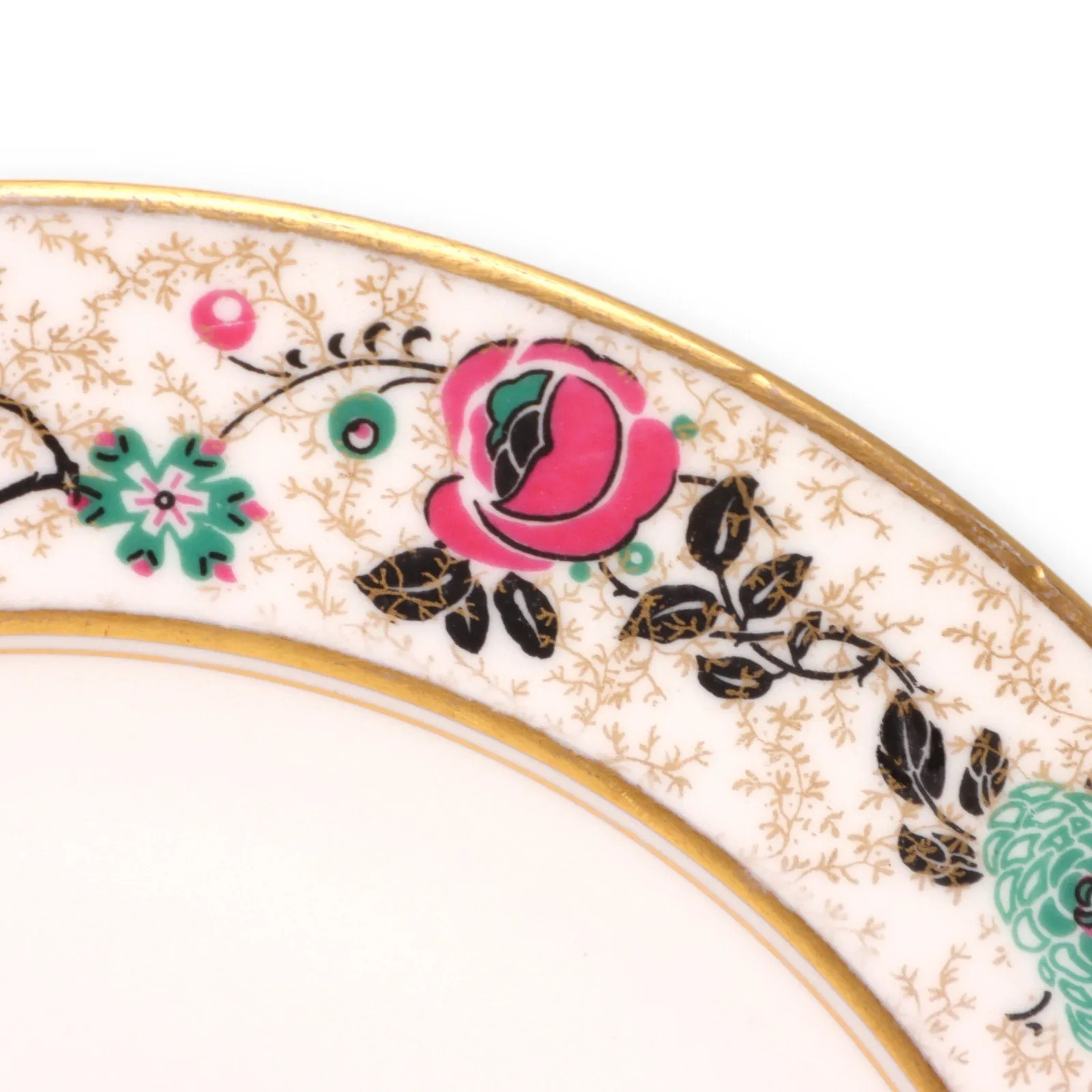 Charles Ahrenfedlt Limoges Dinner Plate 10 3/8" Floral Band Gold Trimmed Antique