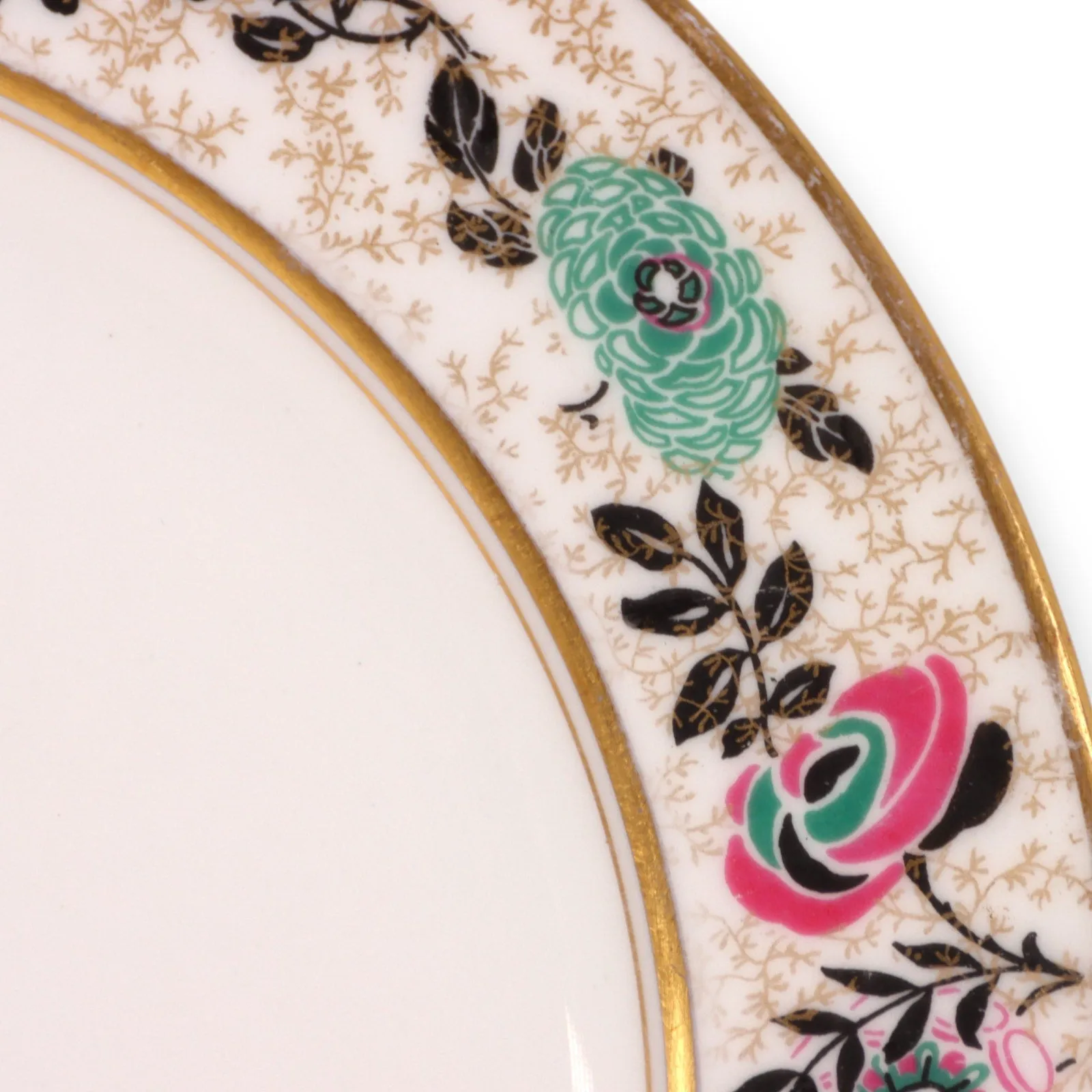 Charles Ahrenfedlt Limoges Dinner Plate 10 3/8" Floral Band Gold Trimmed Antique