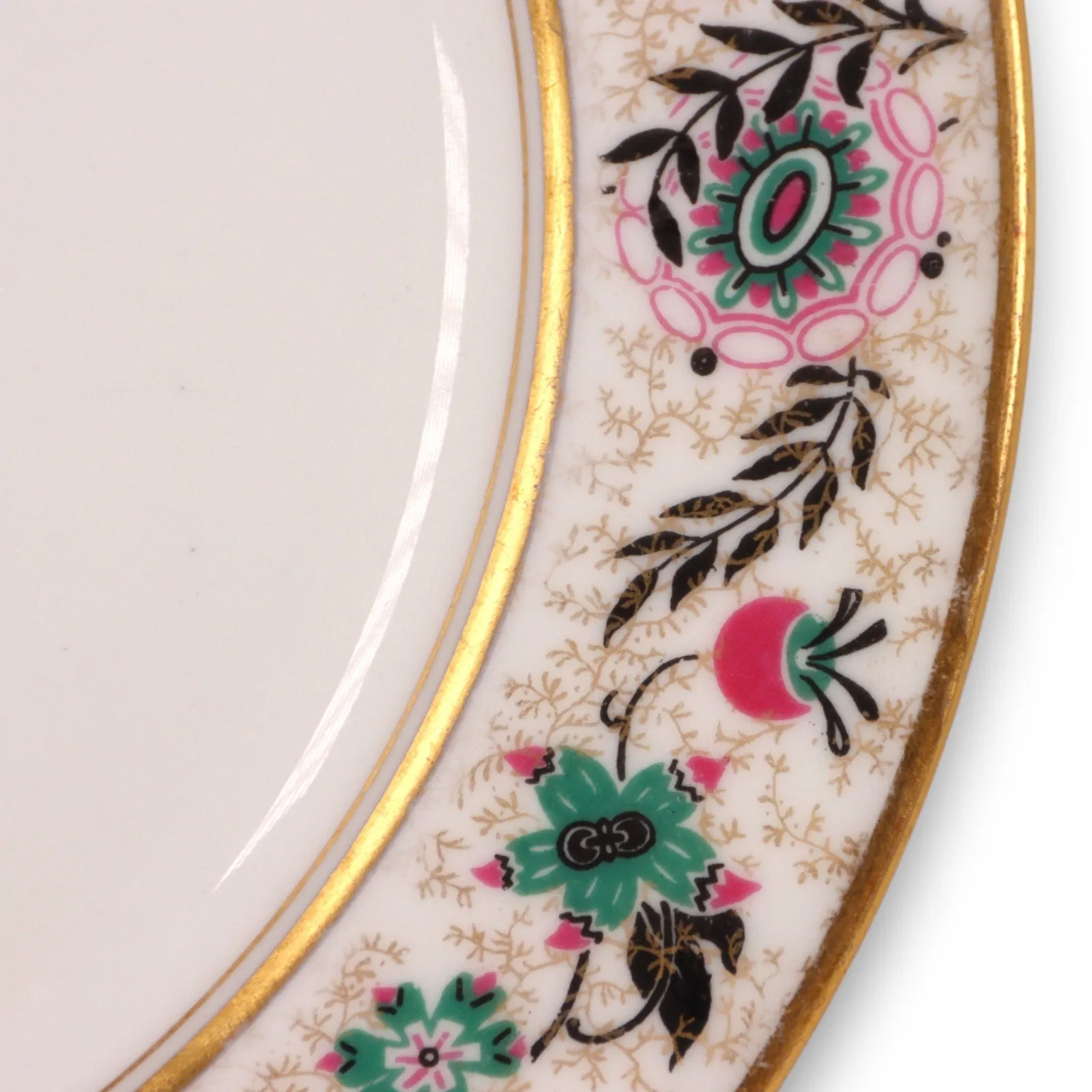Charles Ahrenfedlt Limoges Dinner Plate 10 3/8" Floral Band Gold Trimmed Antique