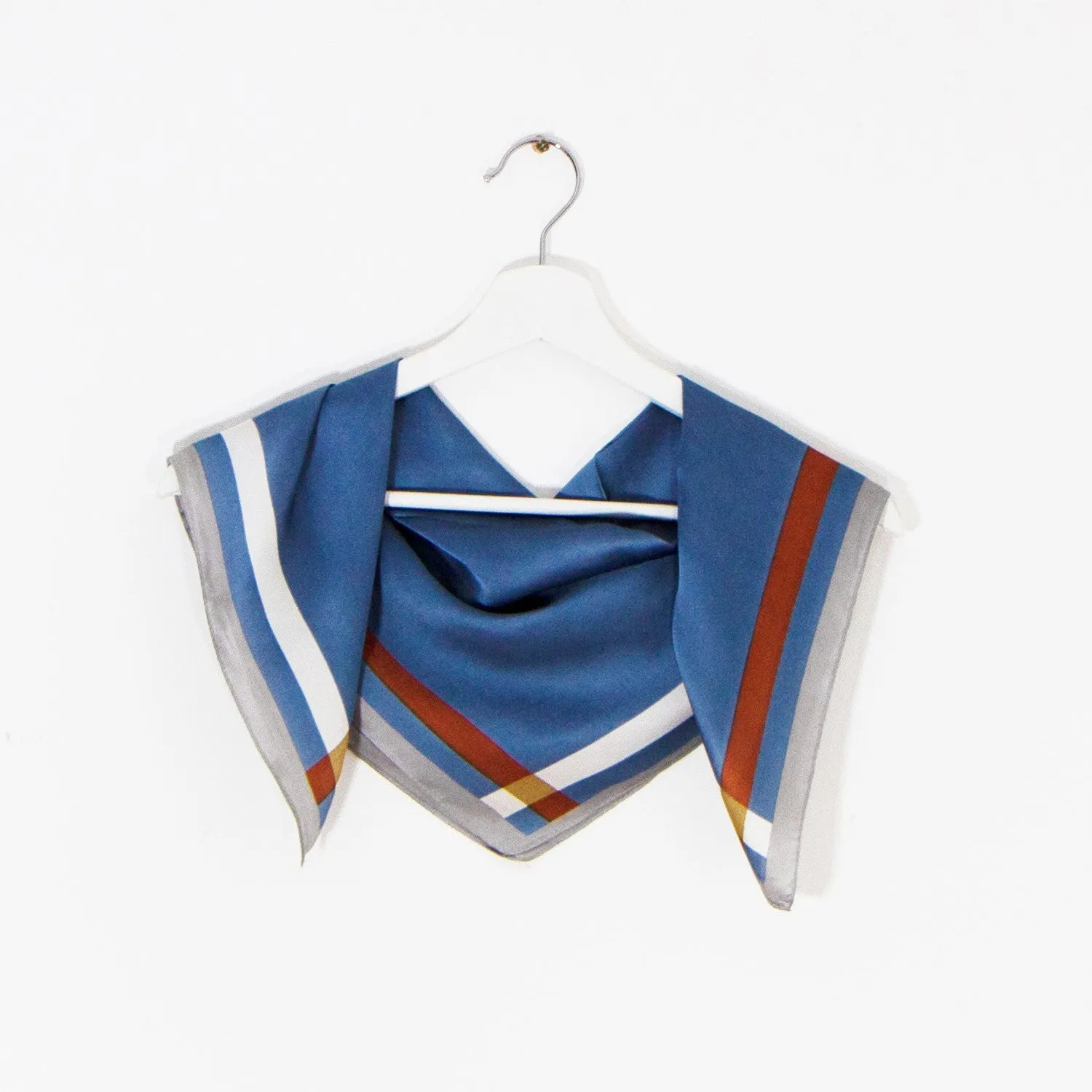 Colour block silk feel scarf with plain border