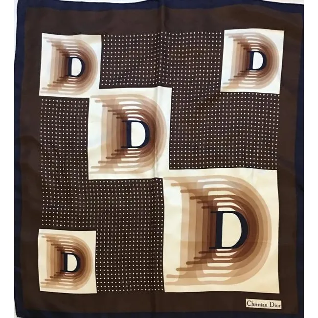 Dior Browns Blues White Christian Dior Scarf