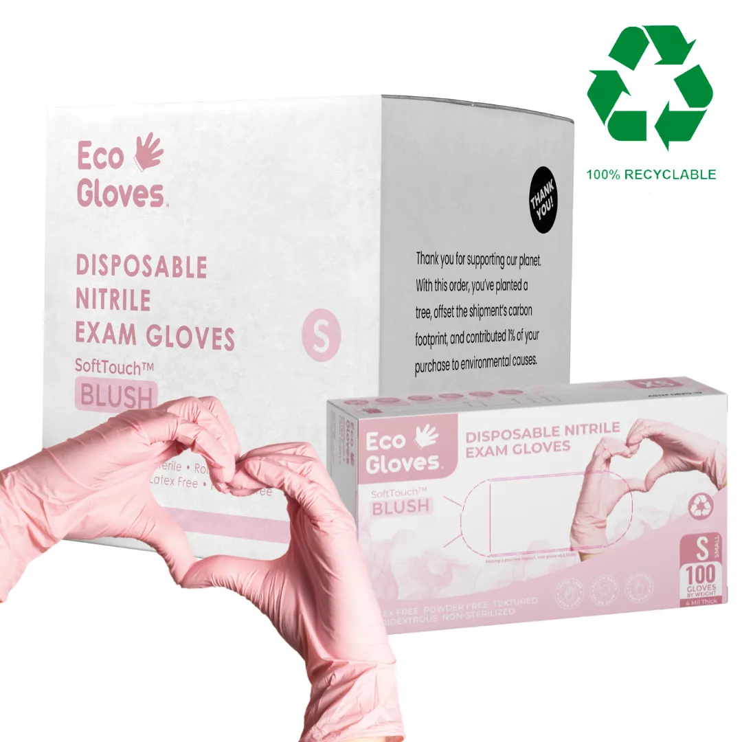 Eco Gloves SoftTouch BLUSH Disposable Nitrile Exam Gloves (4 mil) 1,000 Gloves (PINK)
