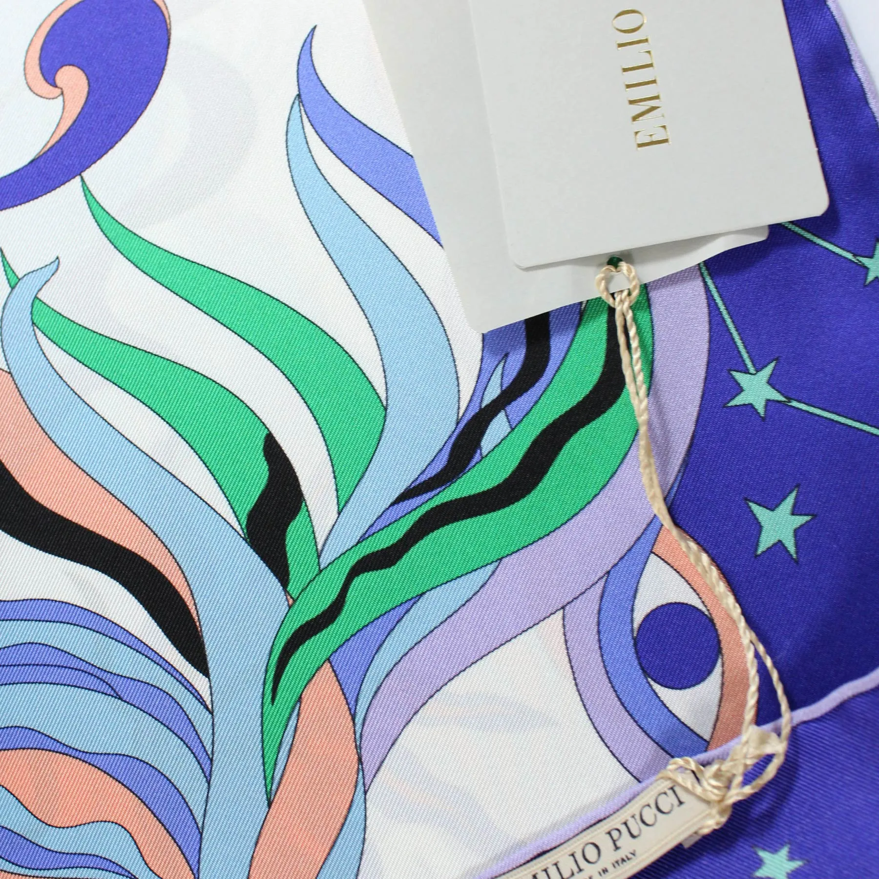 Emilio Pucci Twill Silk Scarf Purple Lilac Pink Green - Square Foulard