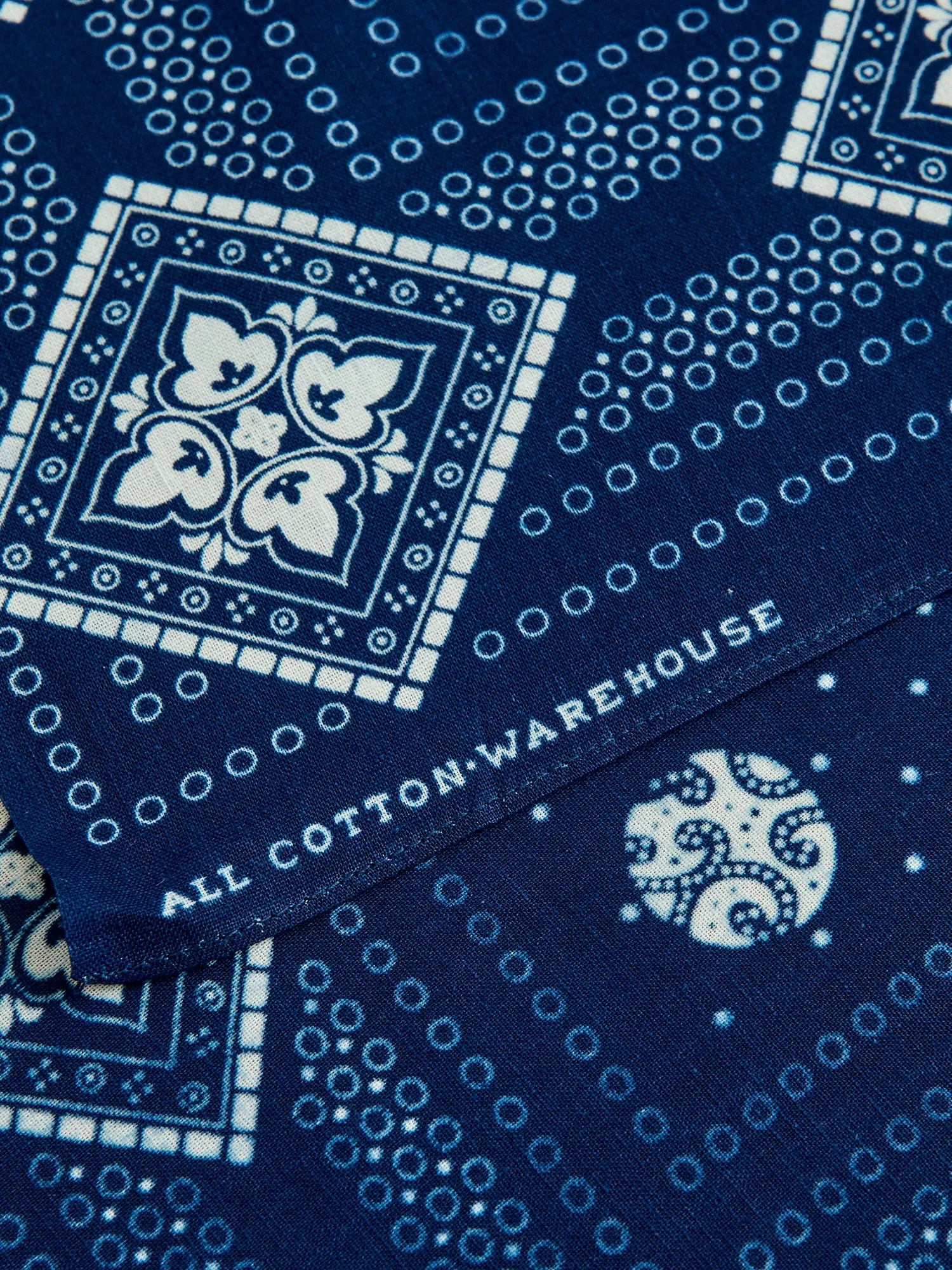 Geometric Selvedge Bandanna in Indigo