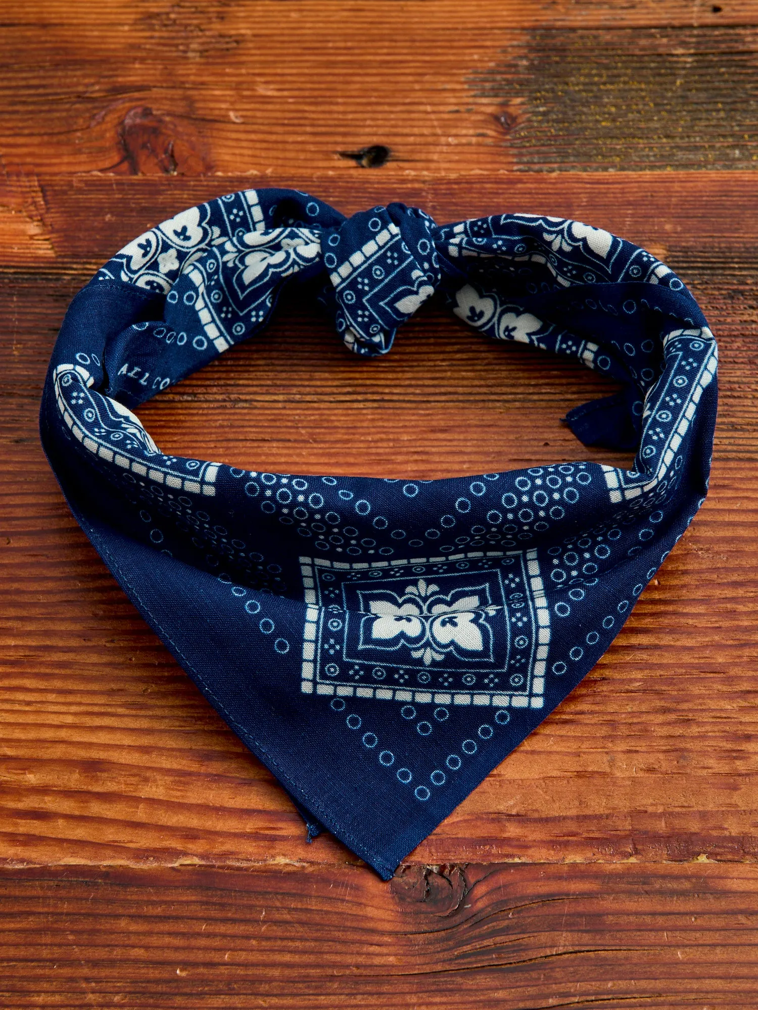 Geometric Selvedge Bandanna in Indigo