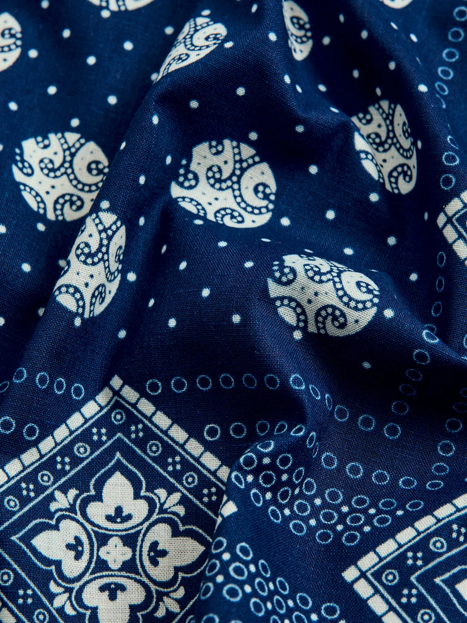 Geometric Selvedge Bandanna in Indigo