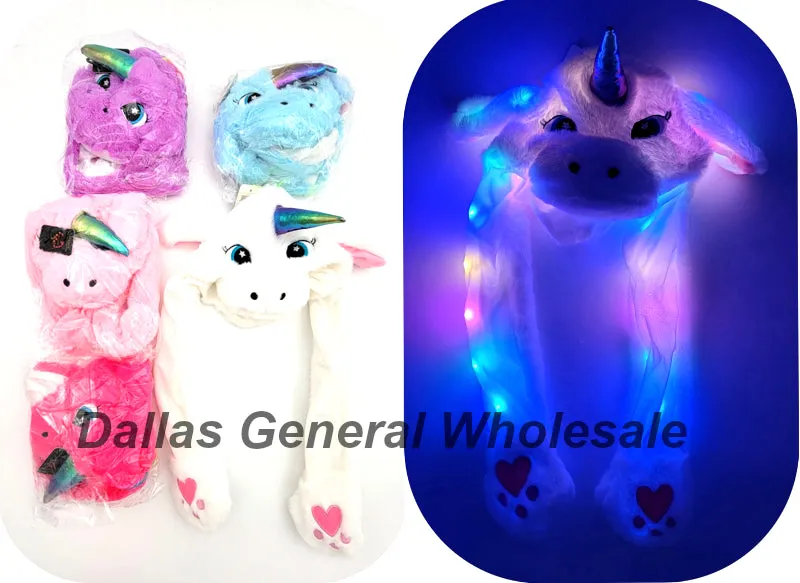 Girls Light Up Ear Moving Unicorn Hats Wholesale