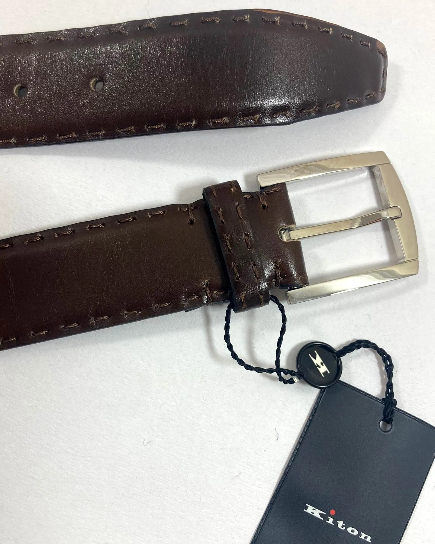 Kiton Belt Brown Smooth Leather Men Belt 95/ 38