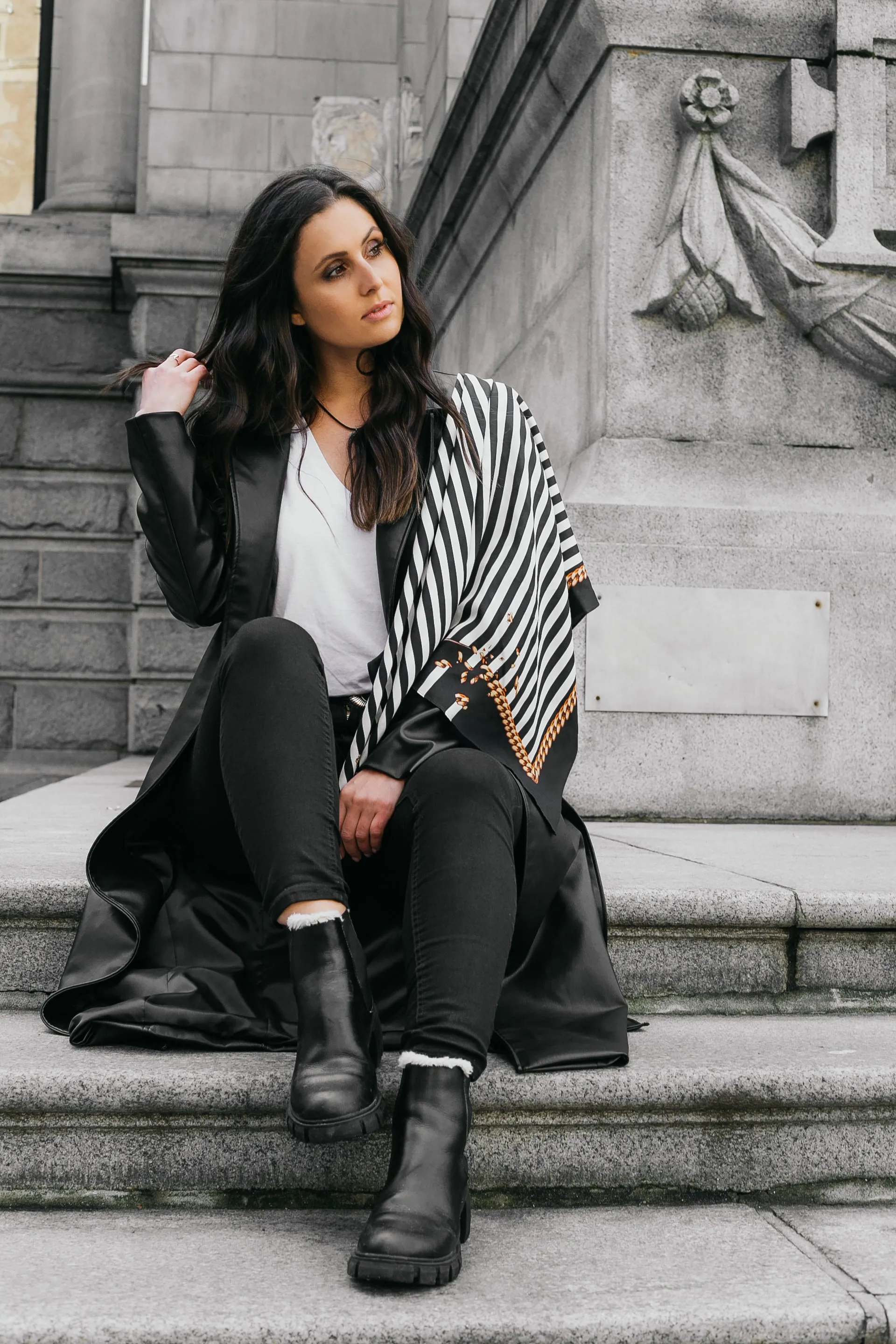 Ladies Silk Scarf LOVE IS FREE from Kristina Wushke in Black