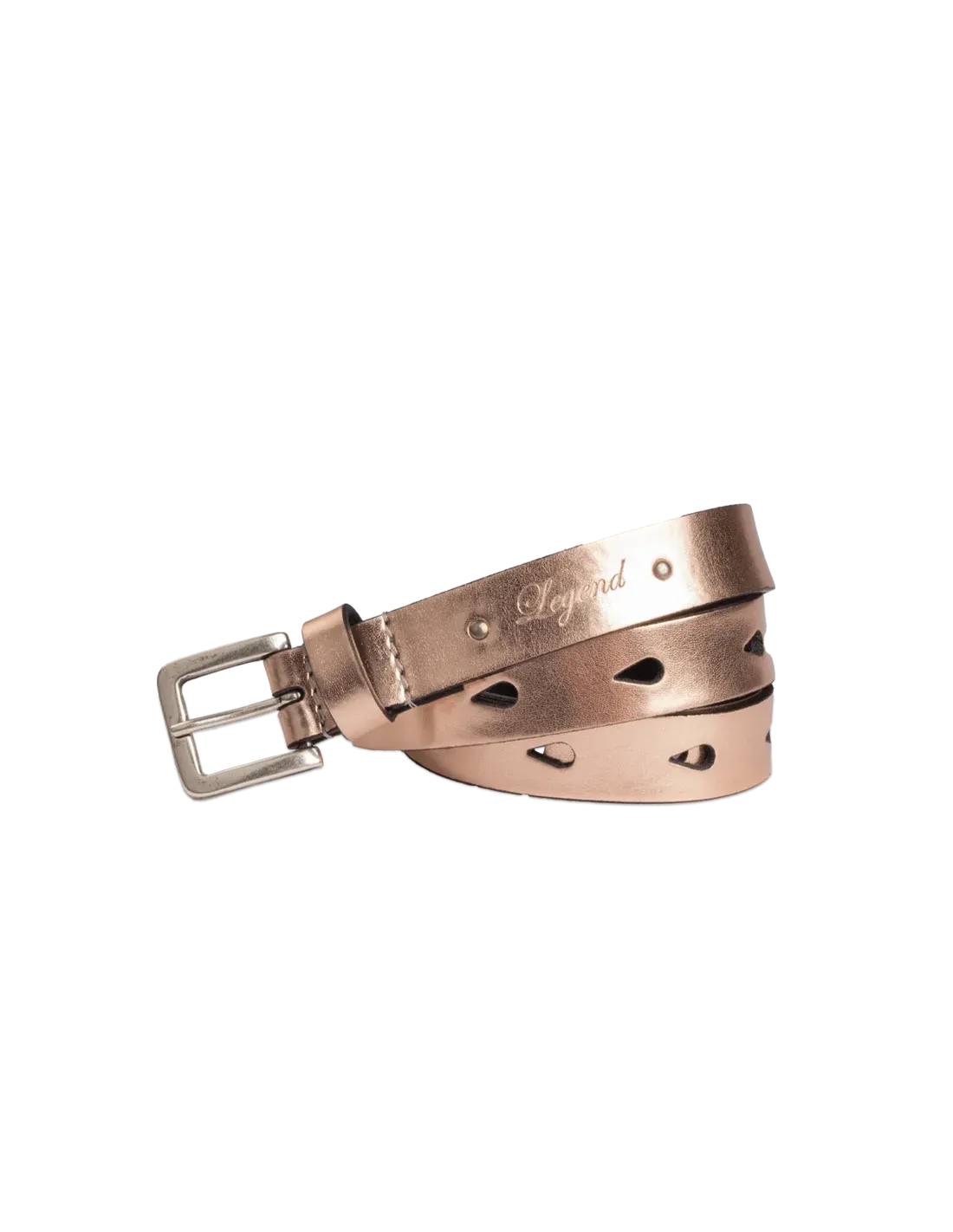Leather Punch Hole Belt - Rose Gold