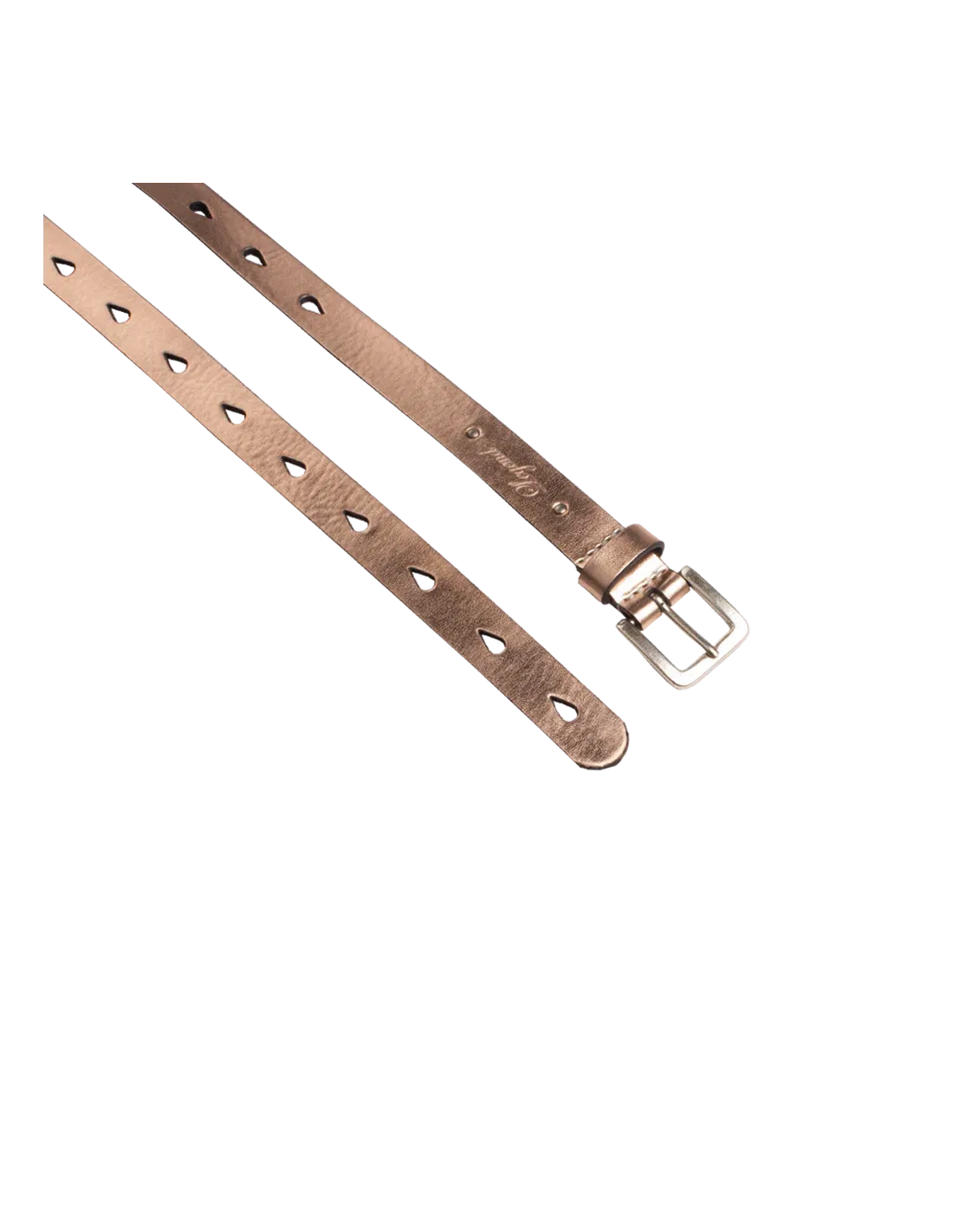 Leather Punch Hole Belt - Rose Gold
