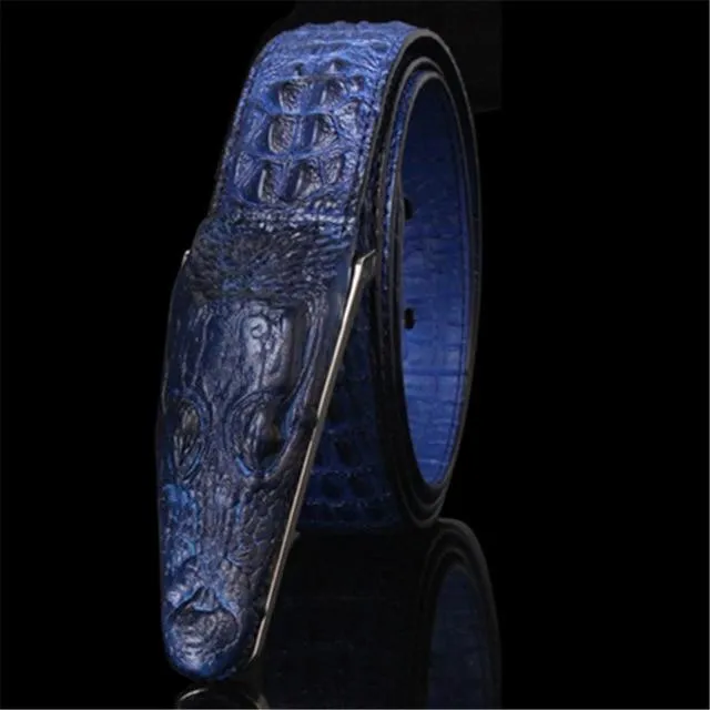 Luxury Crocodile Buckle Leather Belt