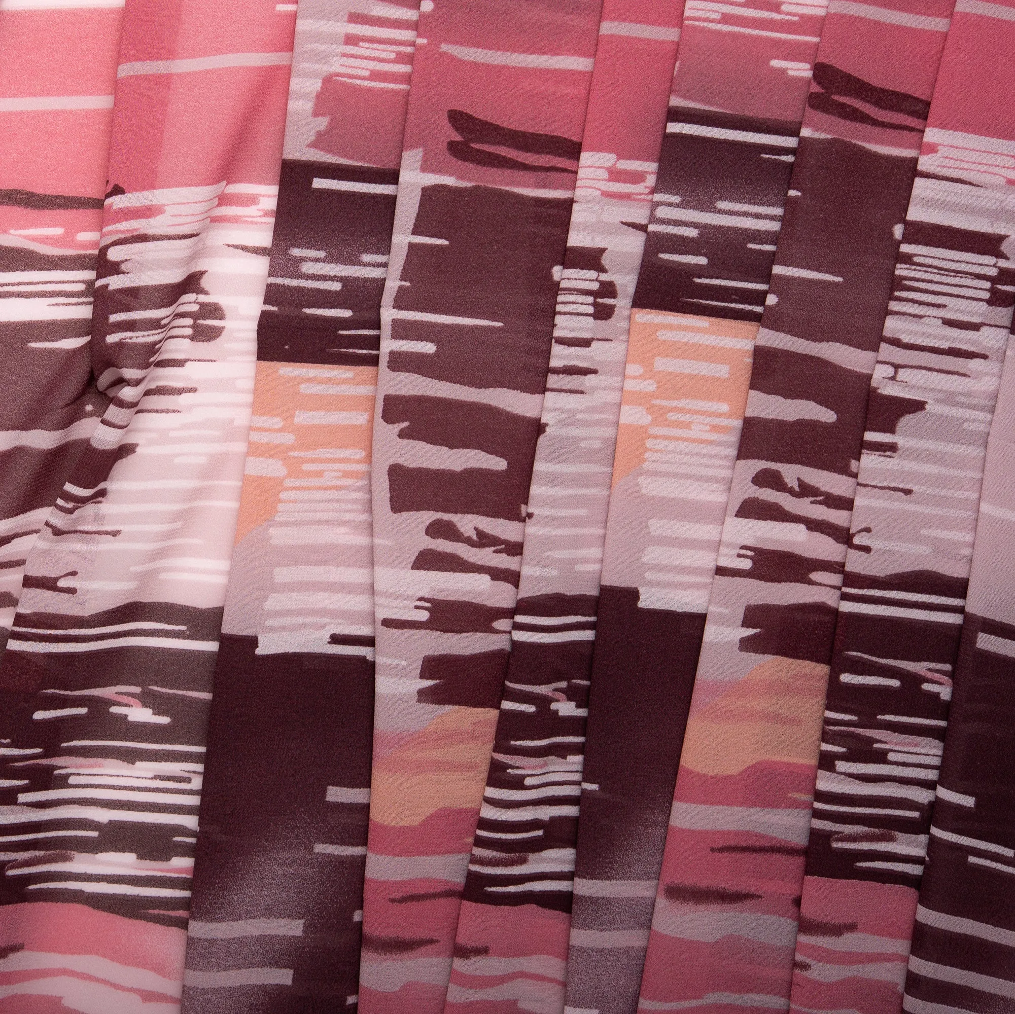 Novelty  Polyester Print - Geometric - Burgundy / Pink