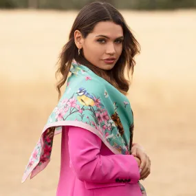 Oopsie Daisy Azure Large Square Silk Scarf