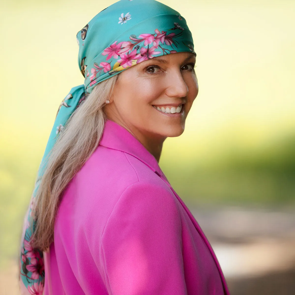 Oopsie Daisy Azure Large Square Silk Scarf
