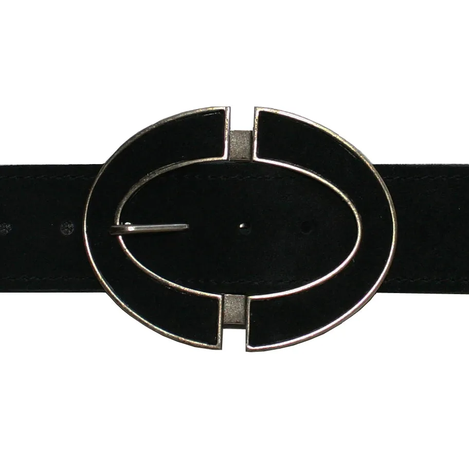 Oval Inlay - Black Suede