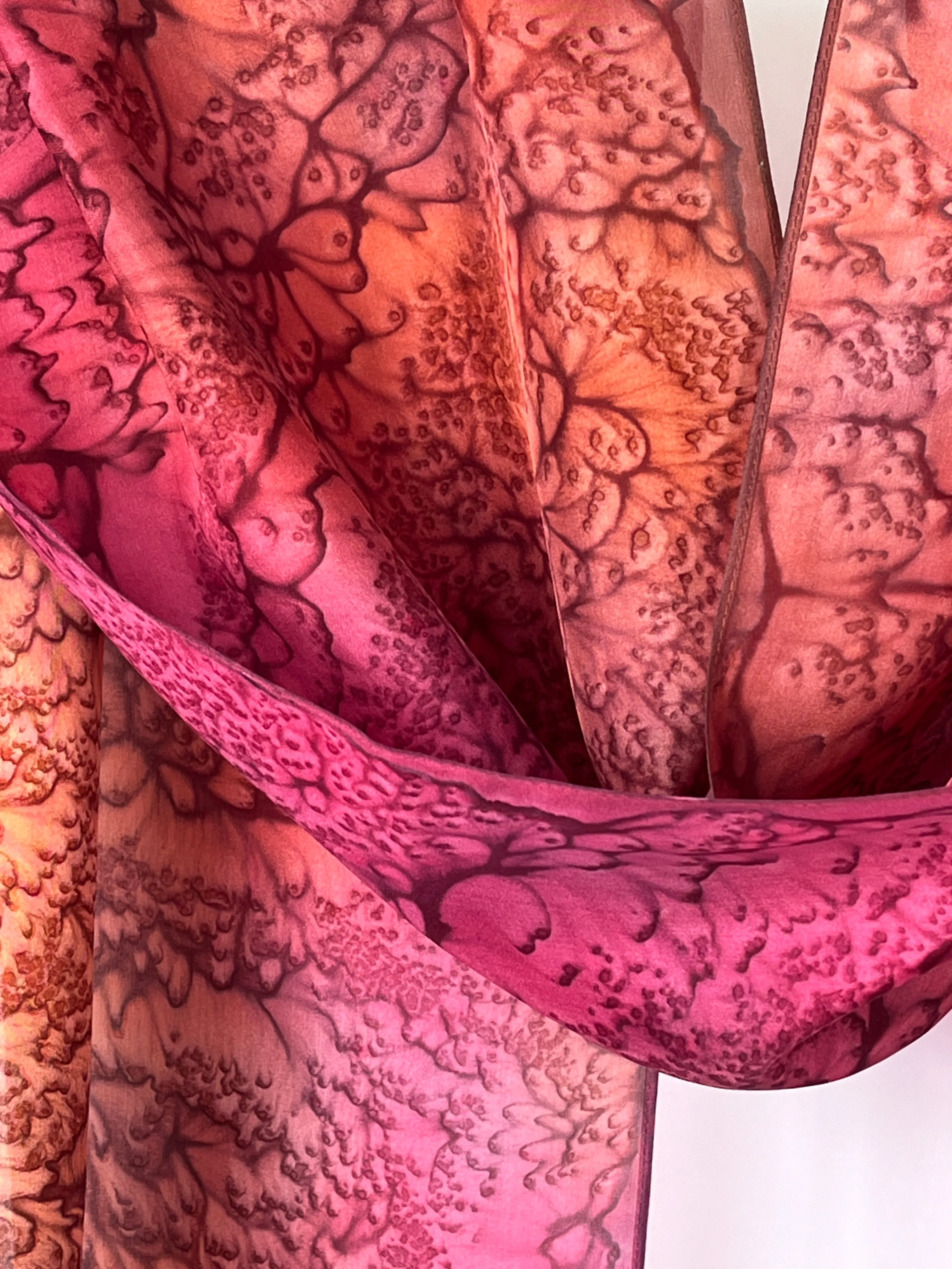 "Dawn Sky Mermaid" - Hand-dyed Silk Scarf - $125