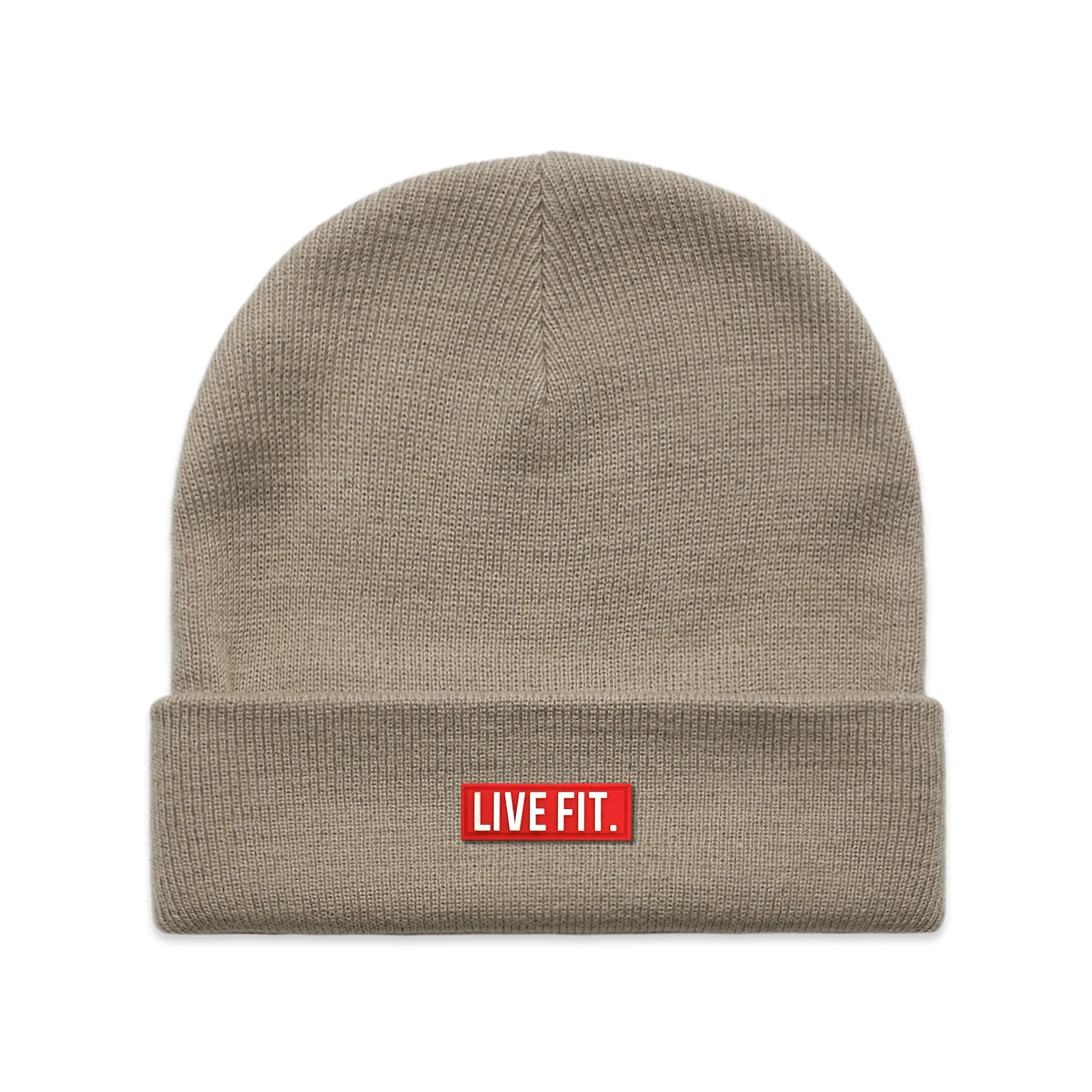 Red Label Cuff Beanie - Mushroom