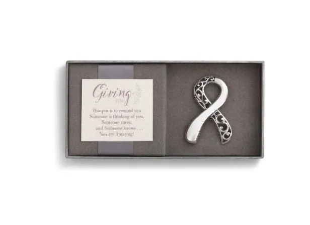 Silver Ribbon Giving Pin