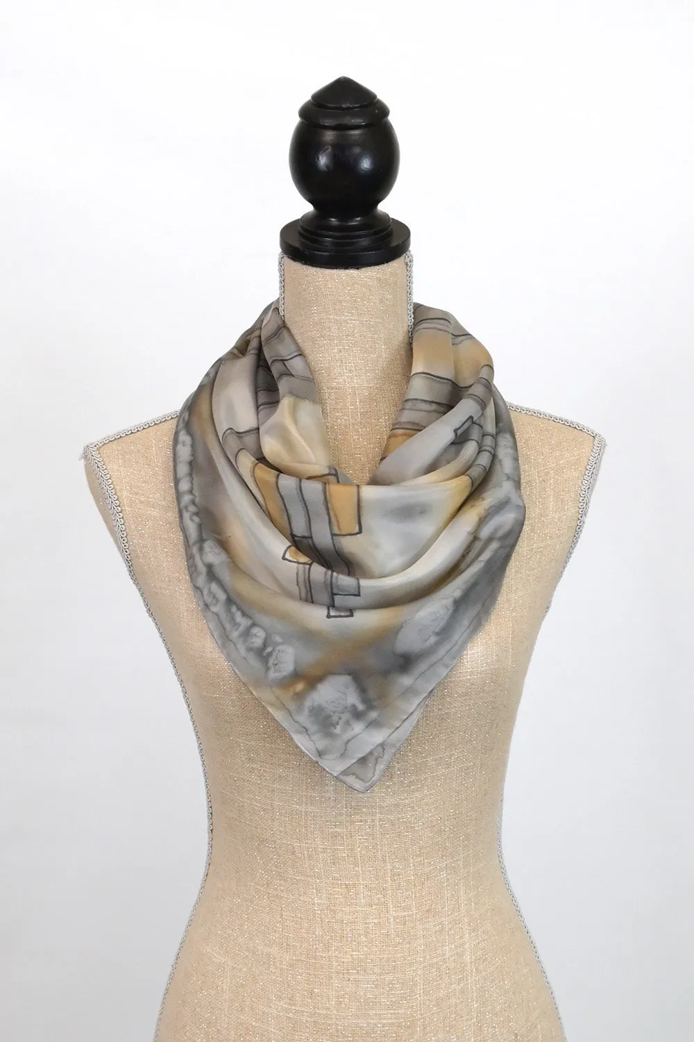 Square Silk Scarf with Abstract Modern Design | 31" x 31"