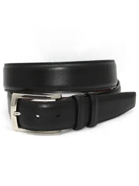 Torino Leather Italian Burnished Calfskin Belt in Black
