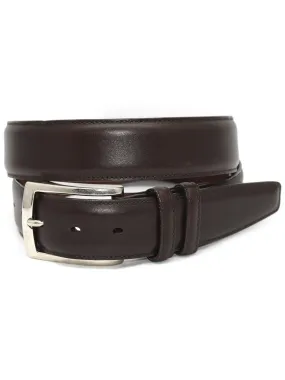 Torino Leather Italian Burnished Calfskin Belt in Brown