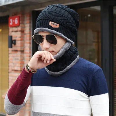 Winter knitted hat scarf & neck warmer