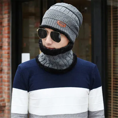 Winter knitted hat scarf & neck warmer