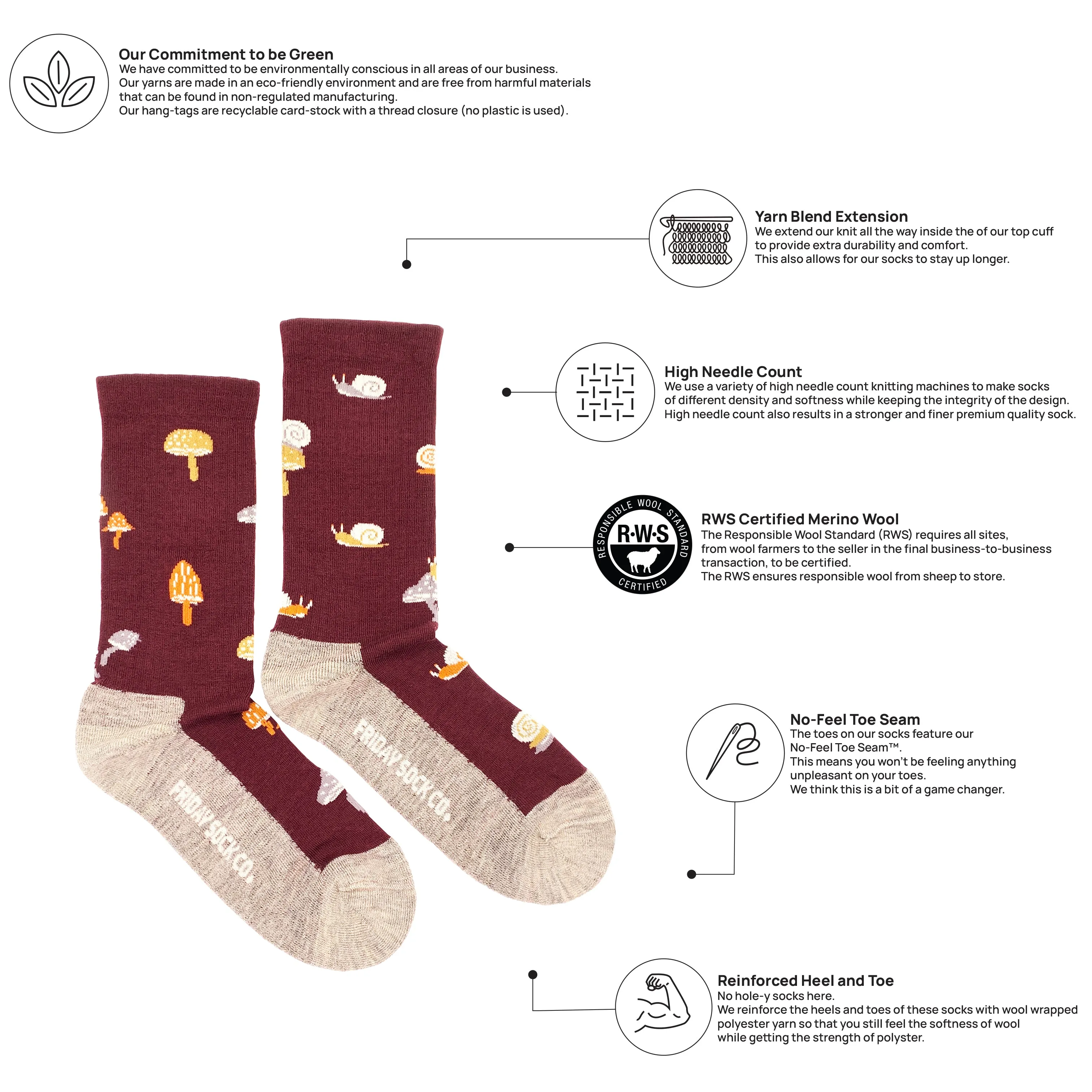 Women's Mushroom Merino Wool Socks