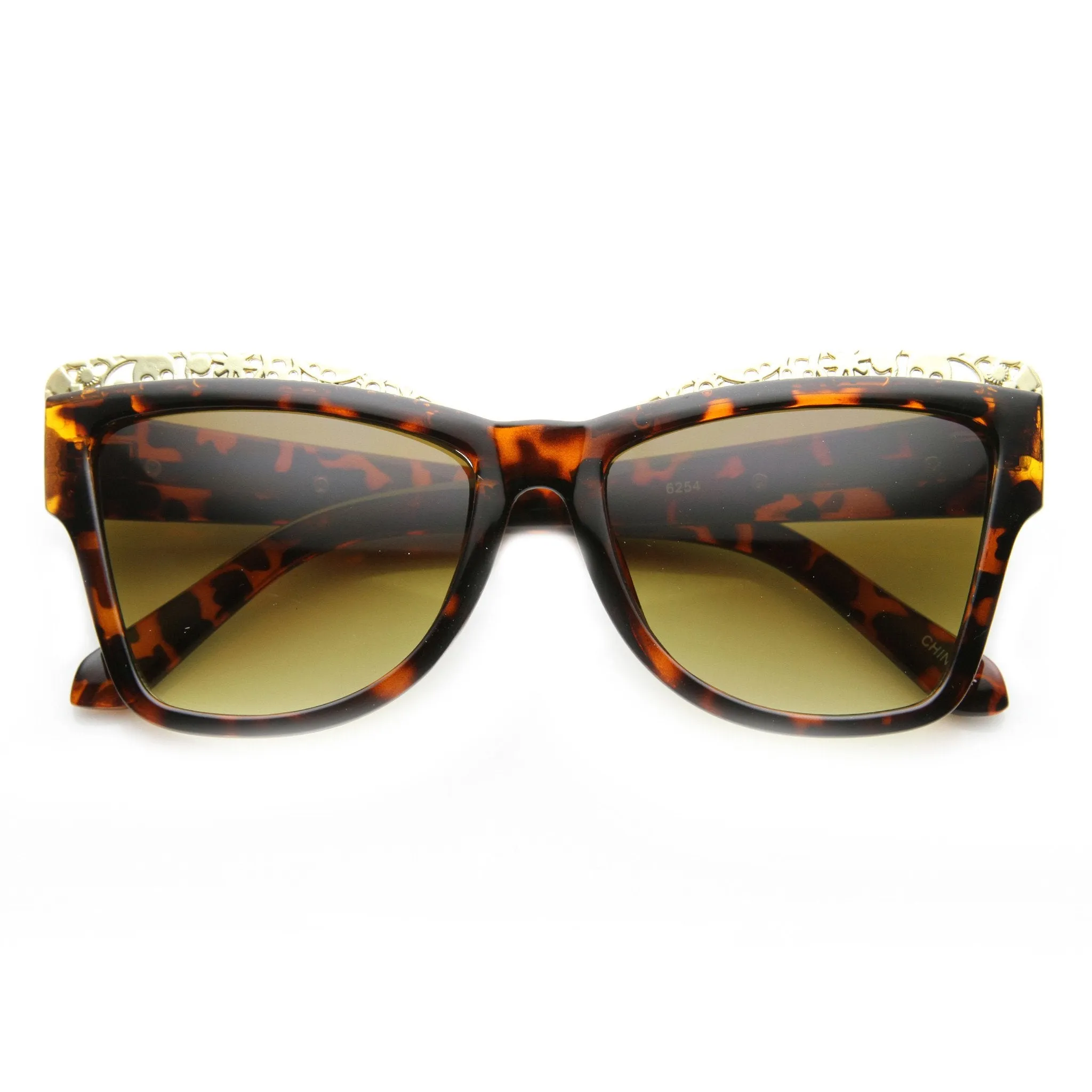 Women's Trendy Fashion Pointed Metal Cut Out Cat Eye Sunglasses 9603