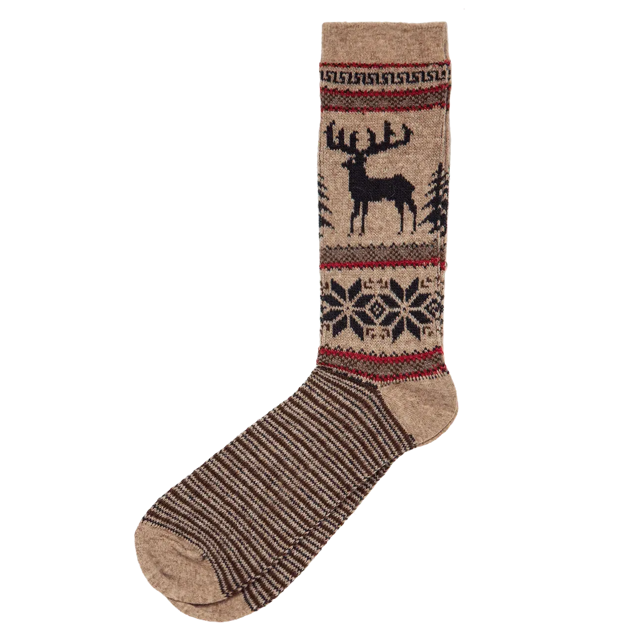 Wool Blend Deer Sock - Brown