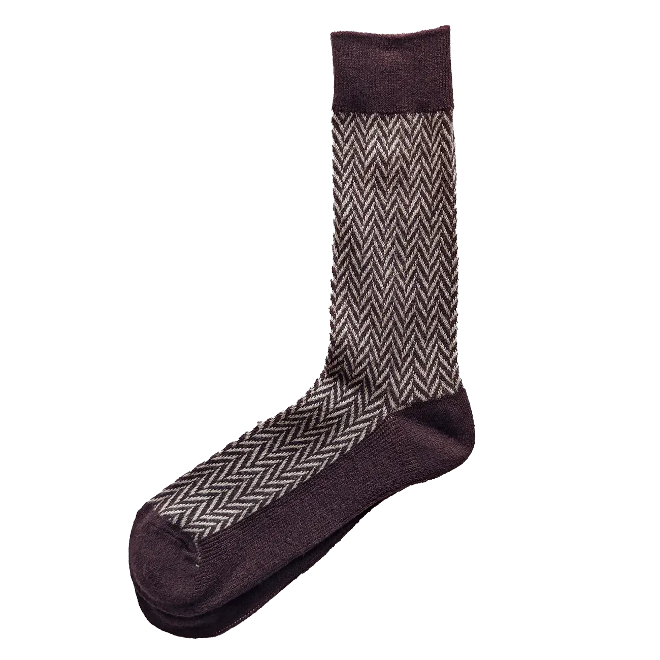 Wool Herringbone Sock - Burgundy